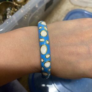 Chic Blue and White Bracelet with Gold Accents